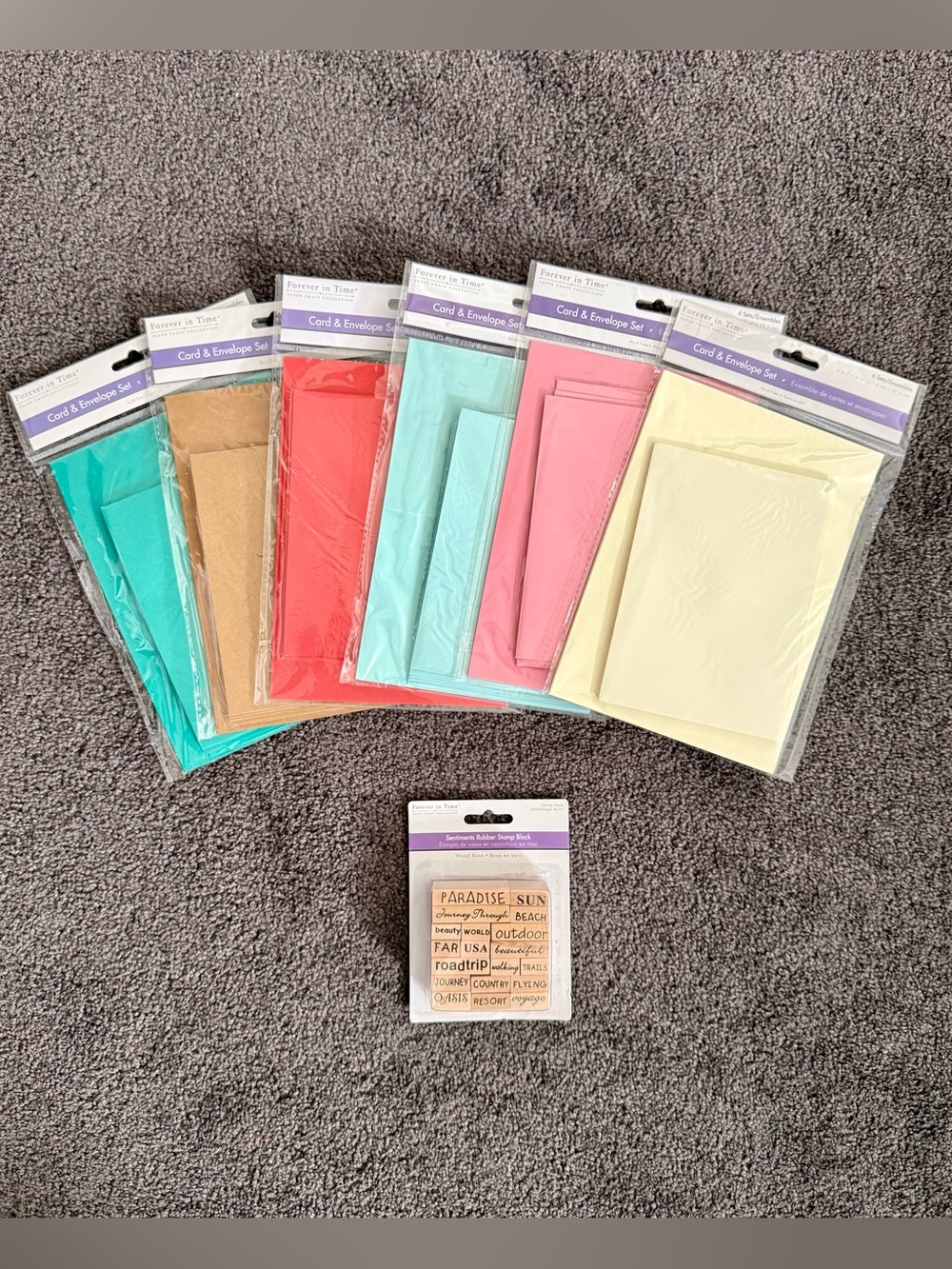 36 “Forever in Time” Blank Greeting Card Sets & Rubber Stamp Set - New w Tags!